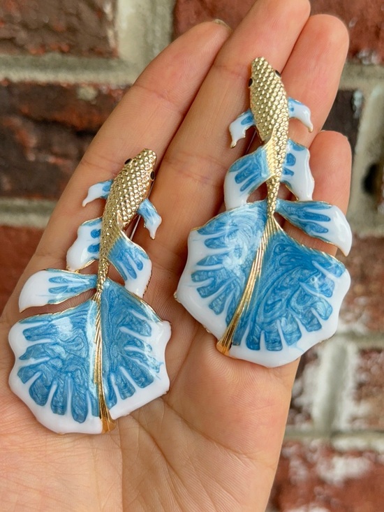 Anthropologie Jewelry - Blue Fish Vine Earrings